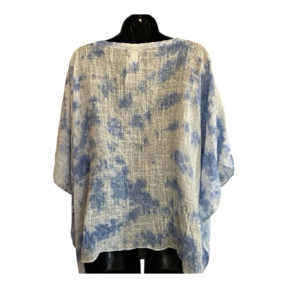 NWT J ill Blue and White Women's Poncho One Size. - Picture 10 of 12